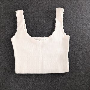 House of Harlow 1960 Cream Ribbed Crop Top